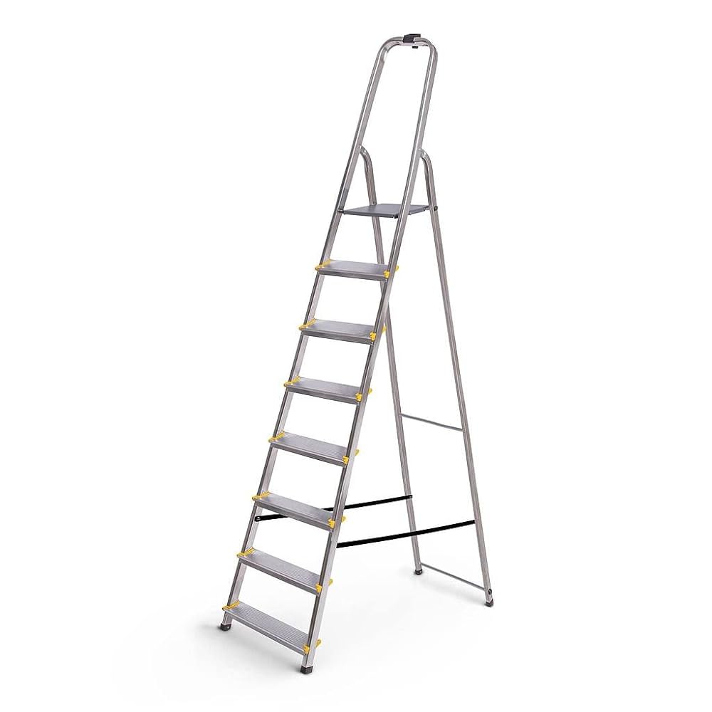 Escabeau à 8 marches en aluminium, Pliable, Antidérapants.